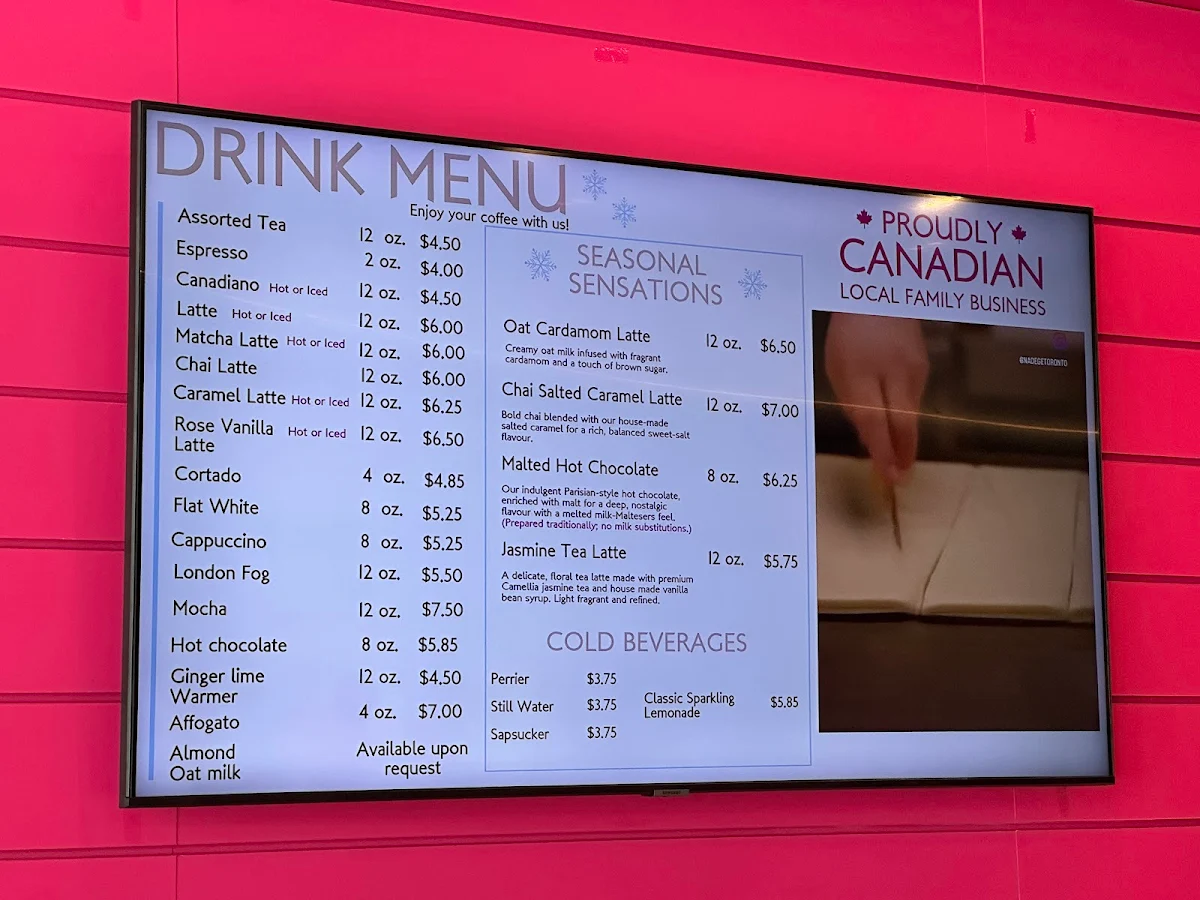 Menu, Nadège Patisserie