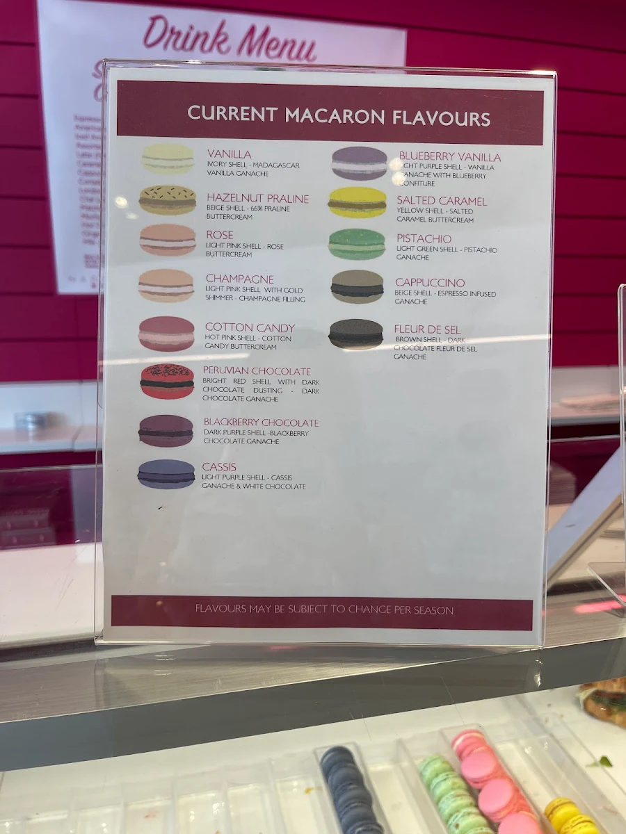 Menu, Nadège Patisserie