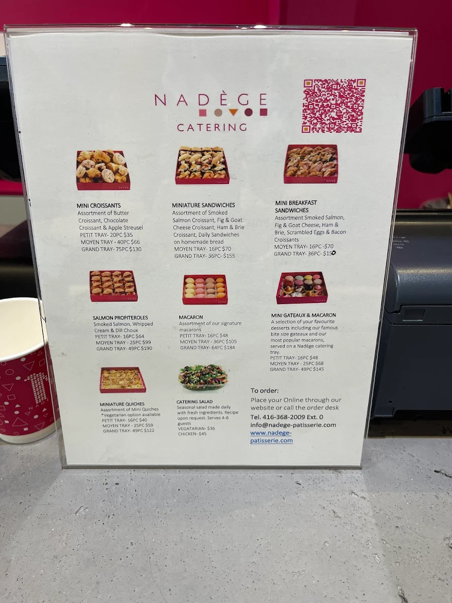 Menu, Nadège Patisserie