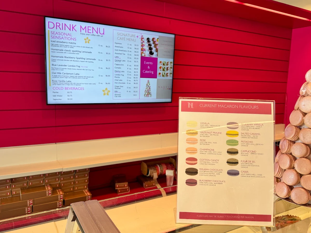 Menu, Nadège Patisserie