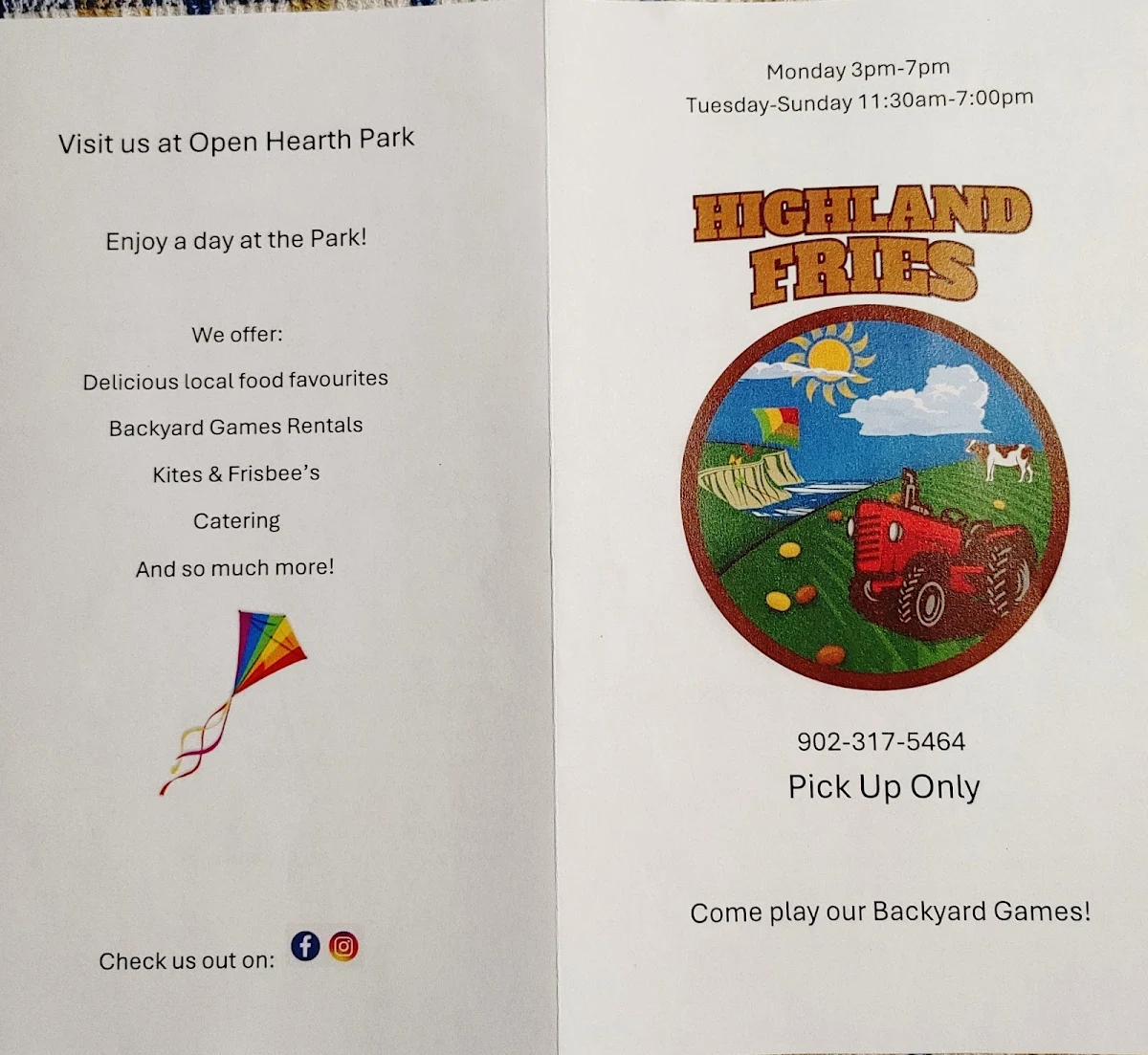 Menu, Highland Fries