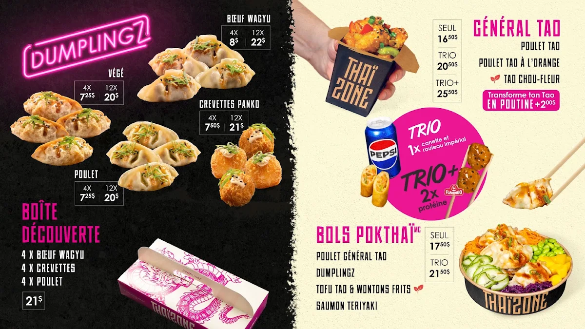 Menu, Thaïzone