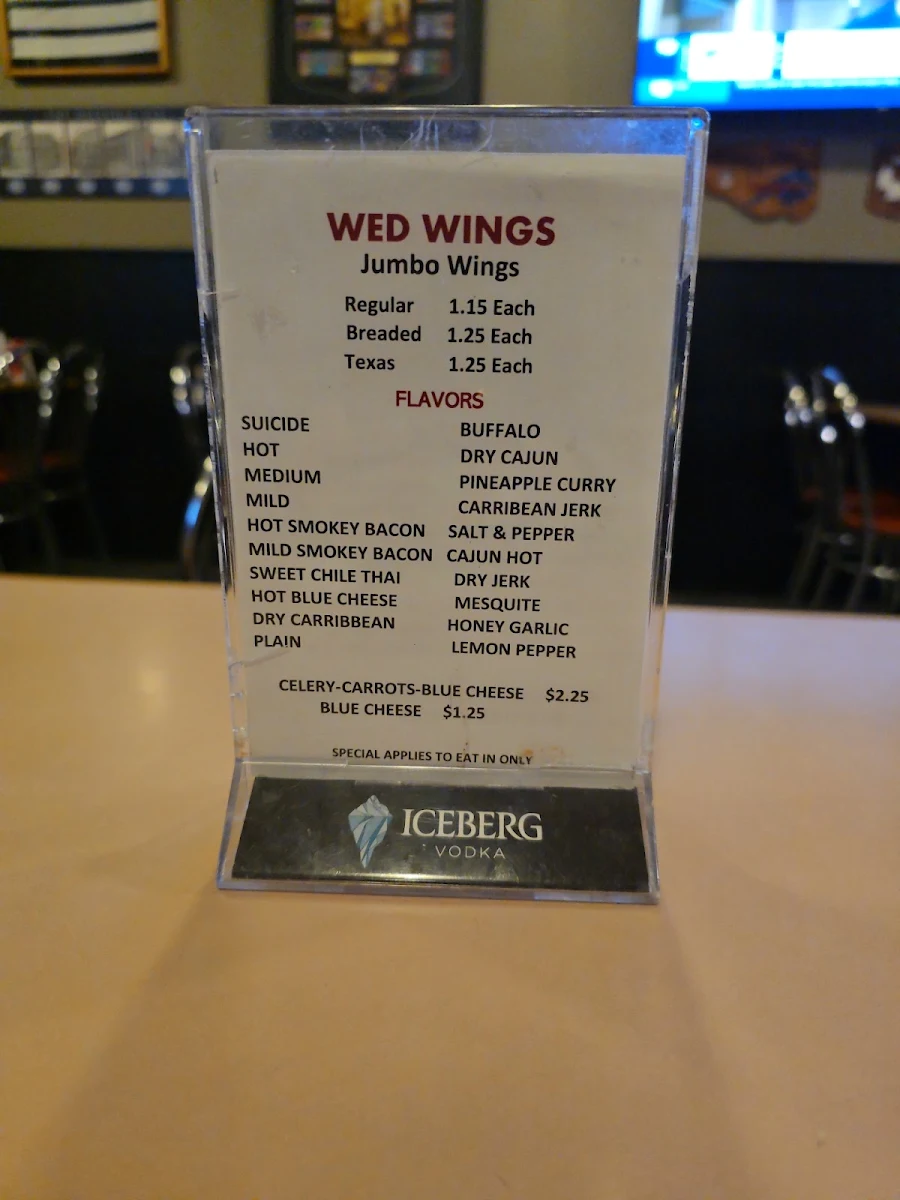 Menu, Taps Bar & Grill