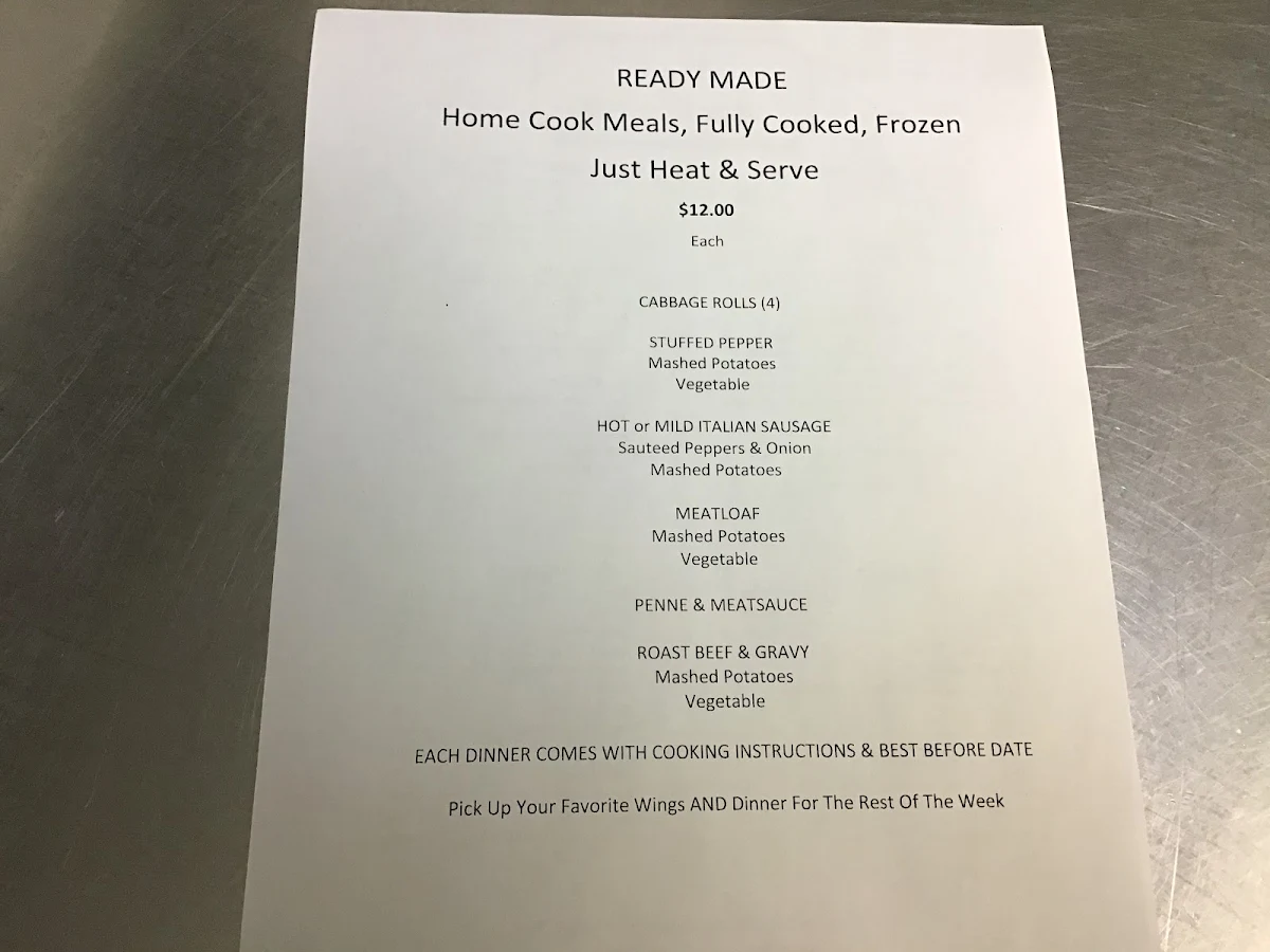 Menu, Taps Bar & Grill