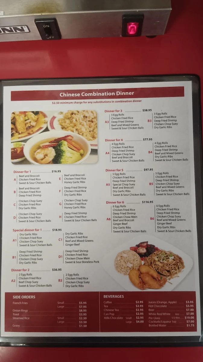 Menu, Rainbow Restaurant