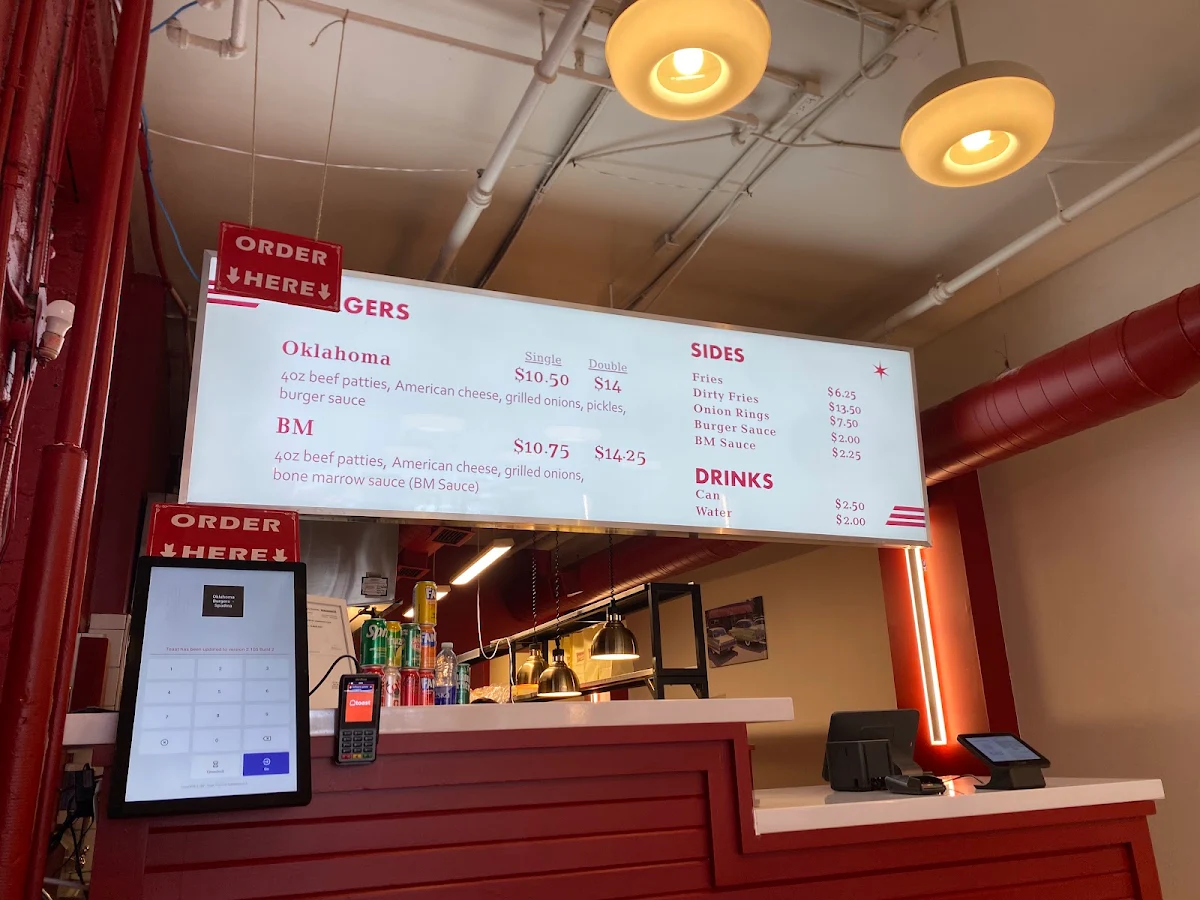 Menu, Oklahoma Burgers - Spadina