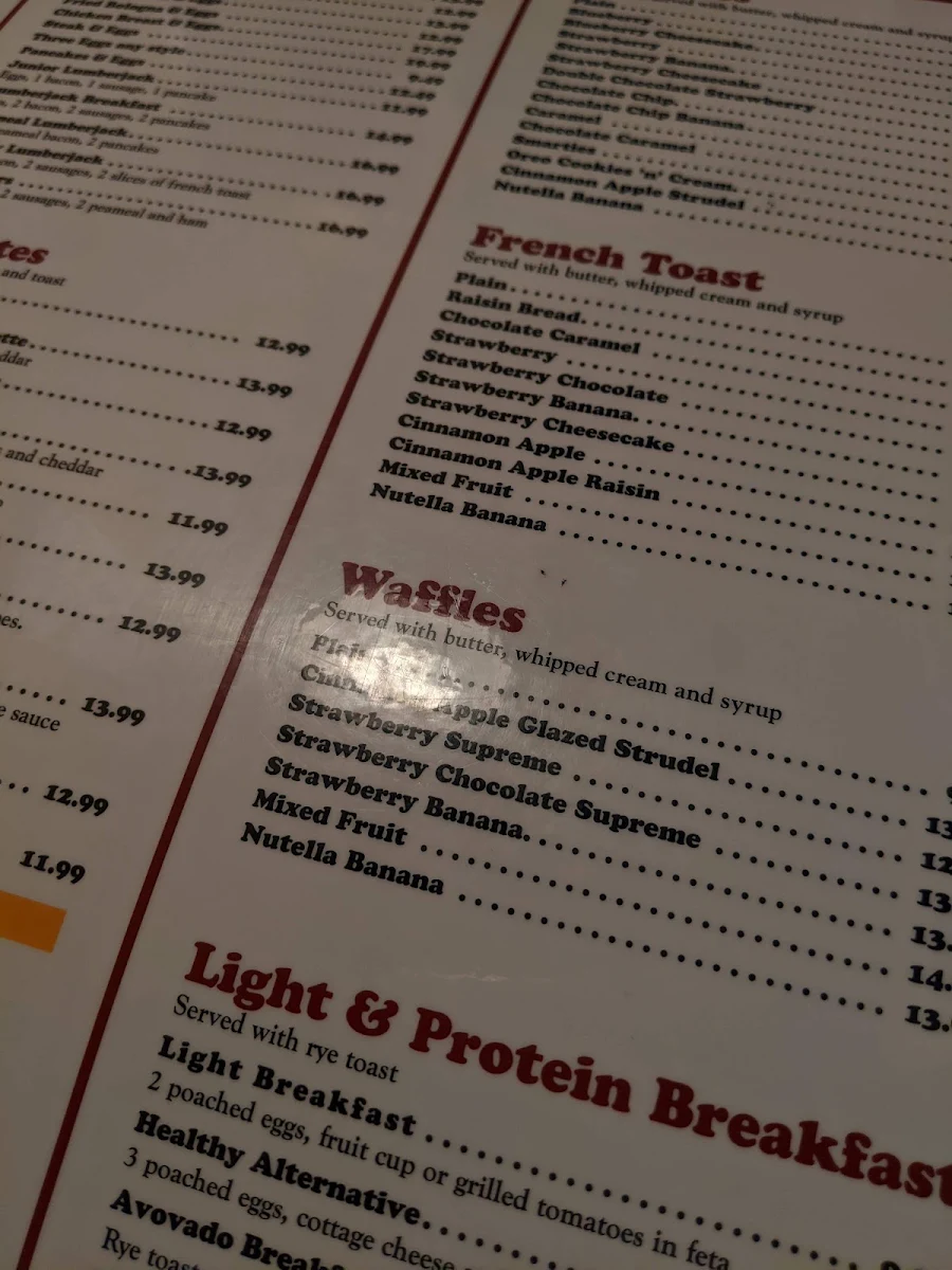 Menu, Jack's Pancake Factory