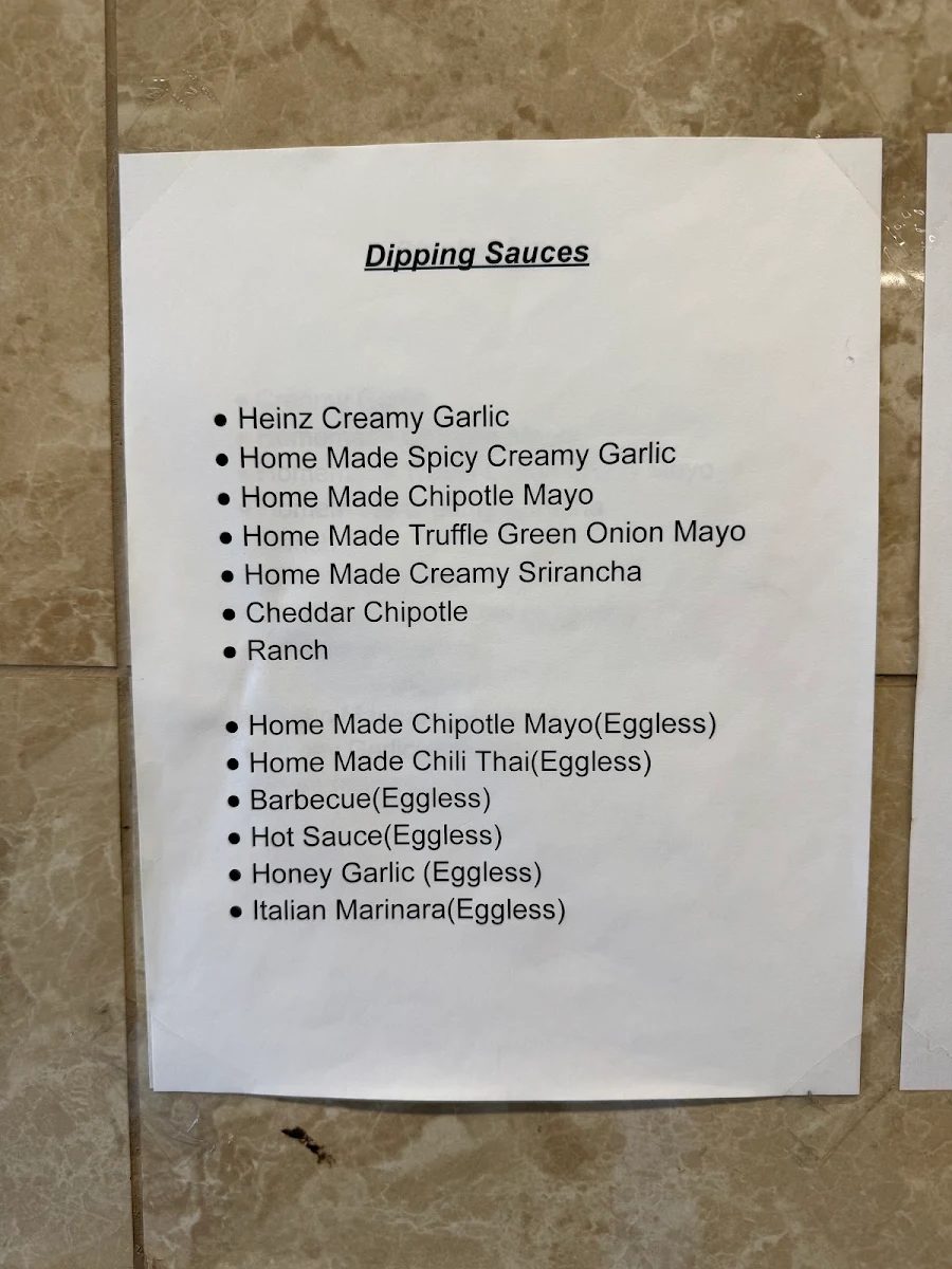 Menu, Chili Craft Pizza