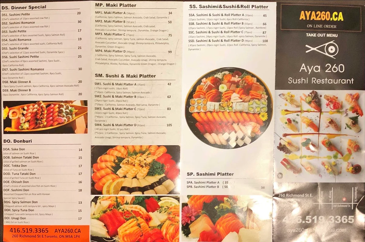 Menu, Aya260 Sushi