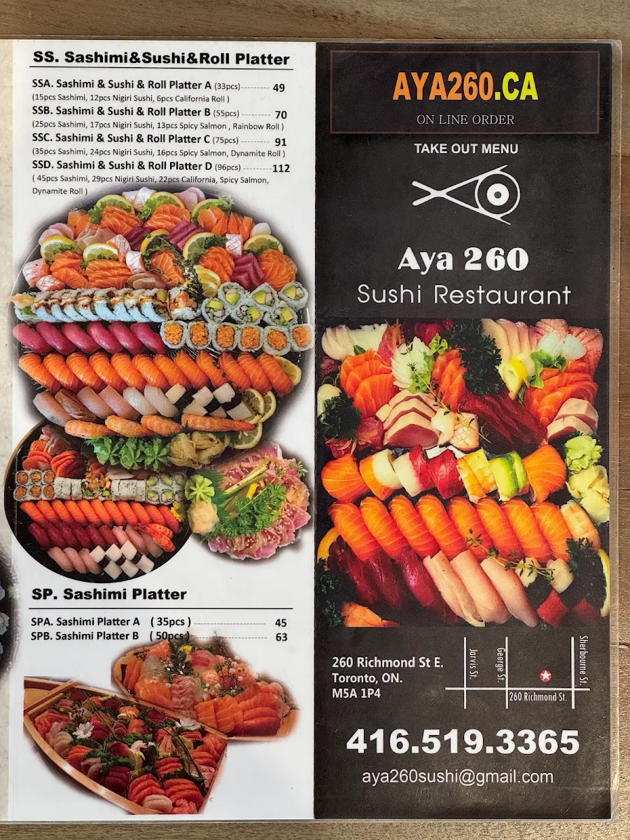 Menu, Aya260 Sushi
