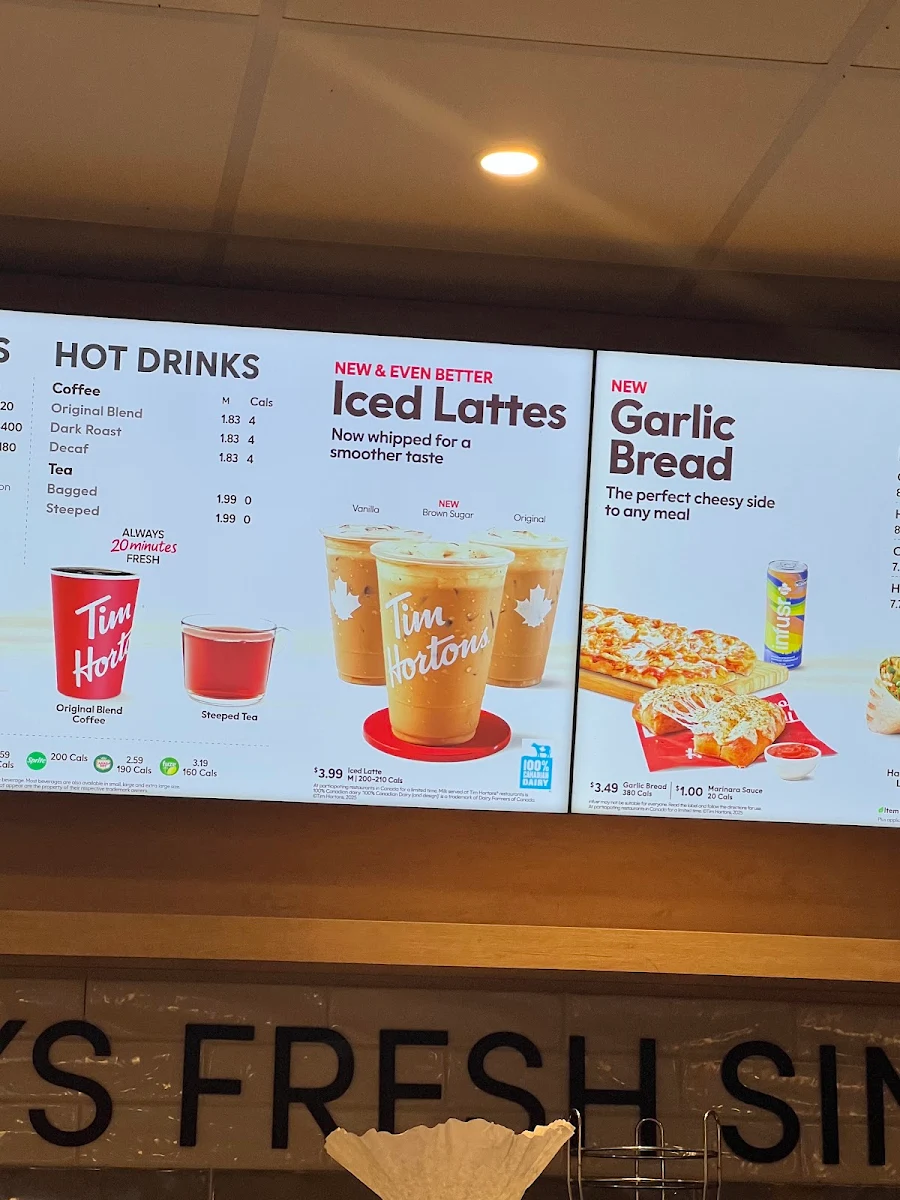 Menu, Tim Hortons