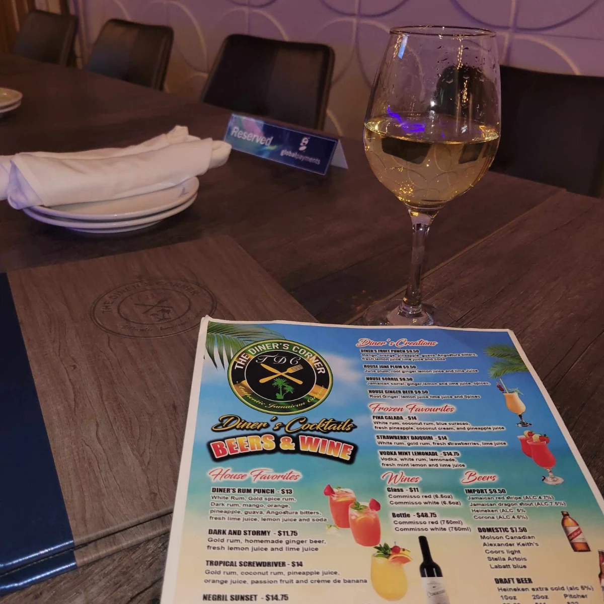 Menu, The Diner's Corner