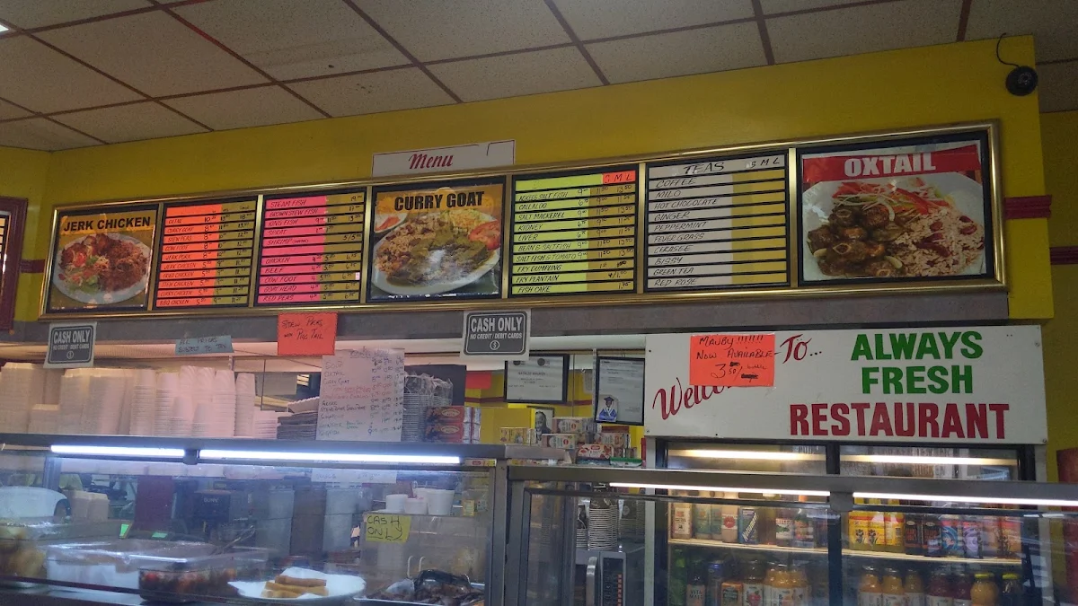 Menu, Restaurant Canadian Caribbean