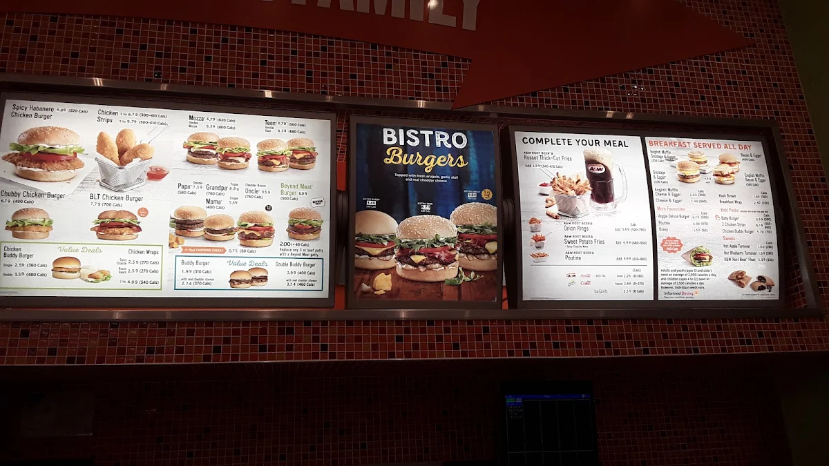 Menu, A&W Canada