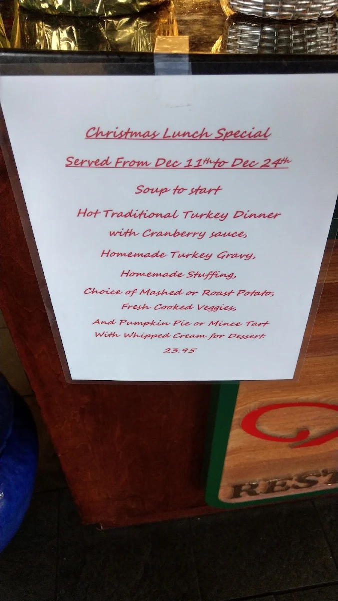 Menu, Apple Tree Restaurant