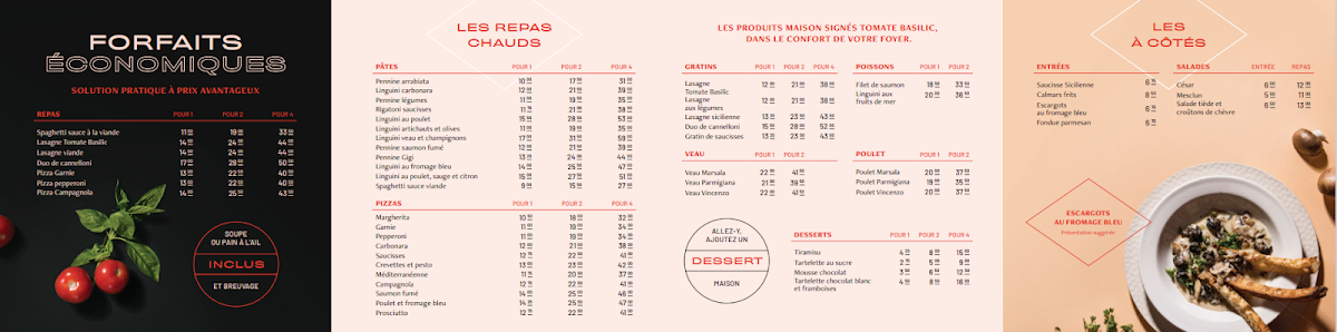 Menu, Tomate Basilic Pointe aux Trembles