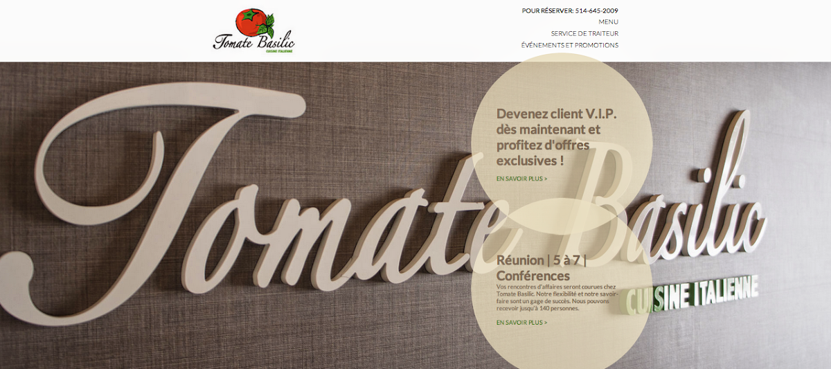 Menu, Tomate Basilic Pointe aux Trembles
