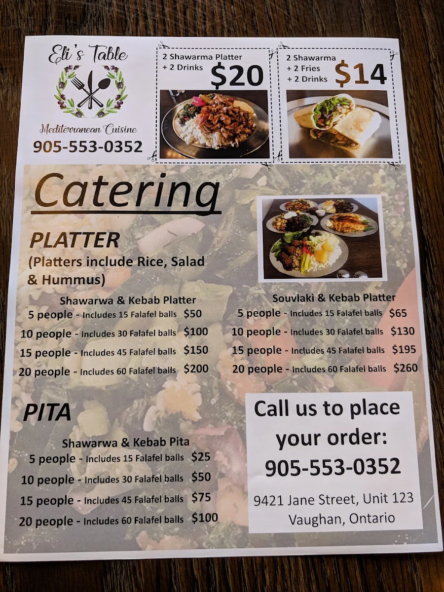 Menu, Eli’s Table