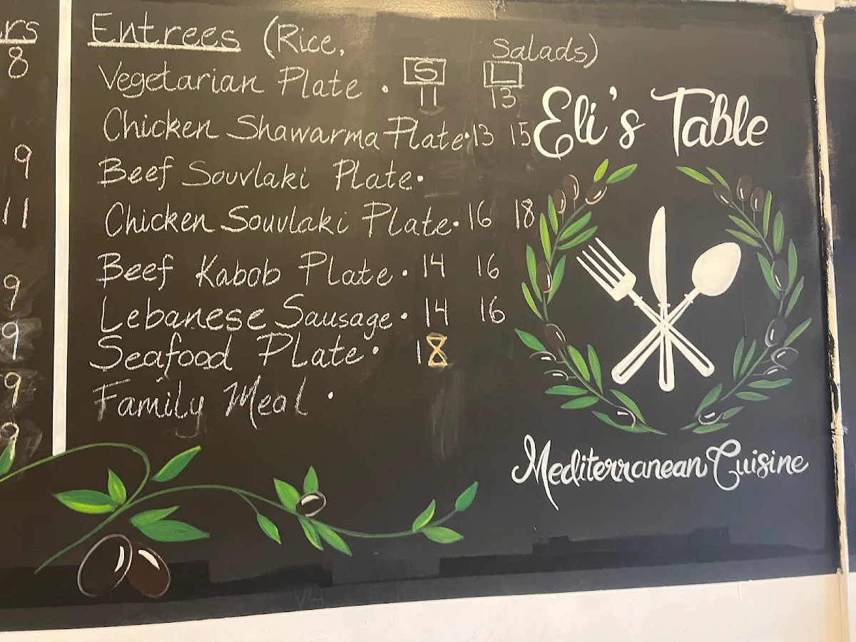 Menu, Eli’s Table