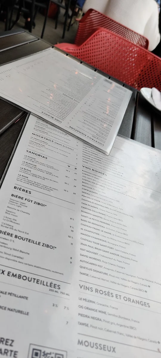 Menu, Restaurant ZIBO! Boisbriand (Faubourg Boisbriand)
