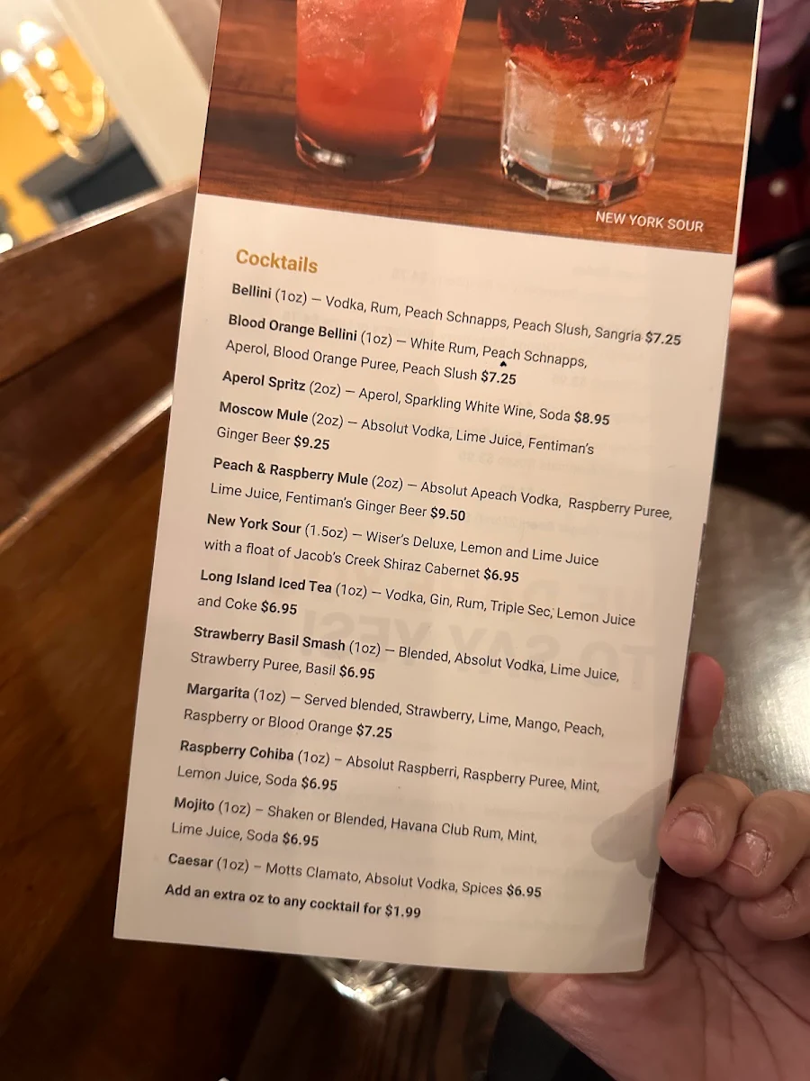 Menu, The Old Spaghetti Factory (Saskatoon)