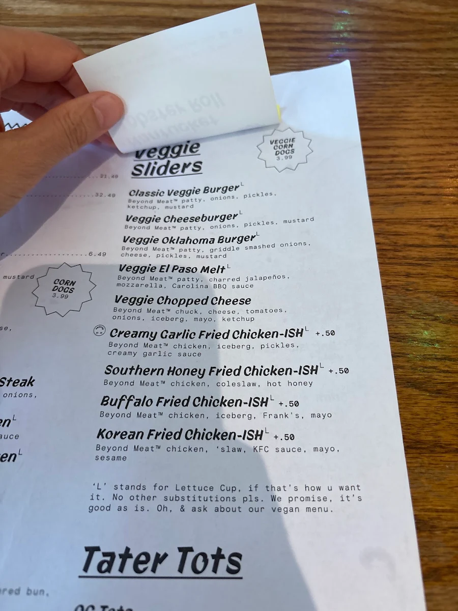 Menu, Pennies Bellwoods