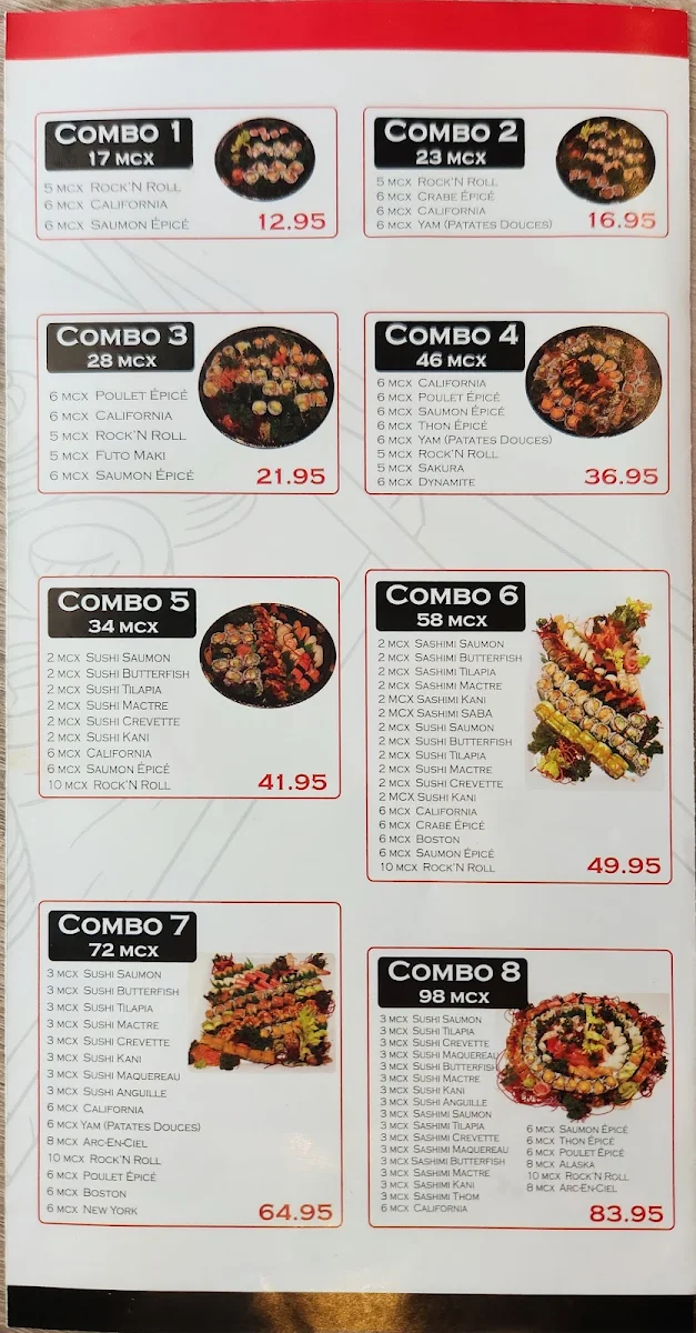 Menu, HANA SUSHI