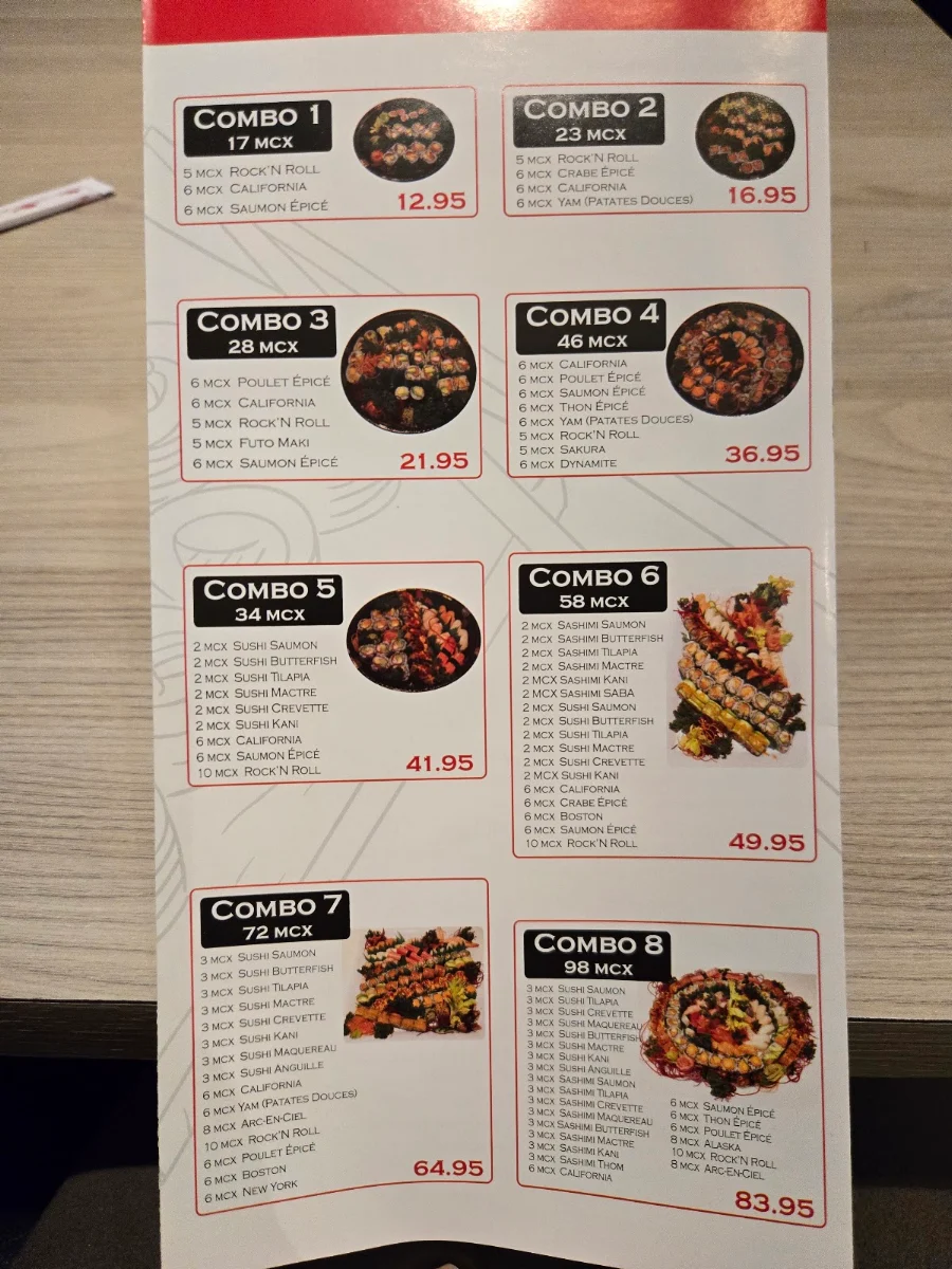 Menu, HANA SUSHI