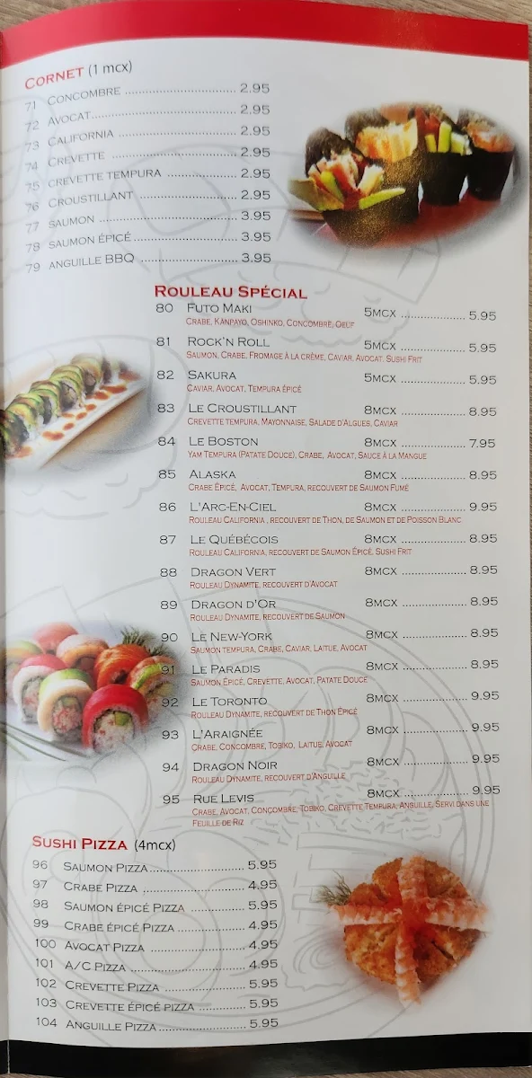 Menu, HANA SUSHI