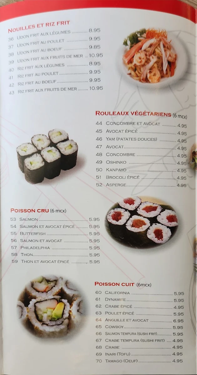 Menu, HANA SUSHI