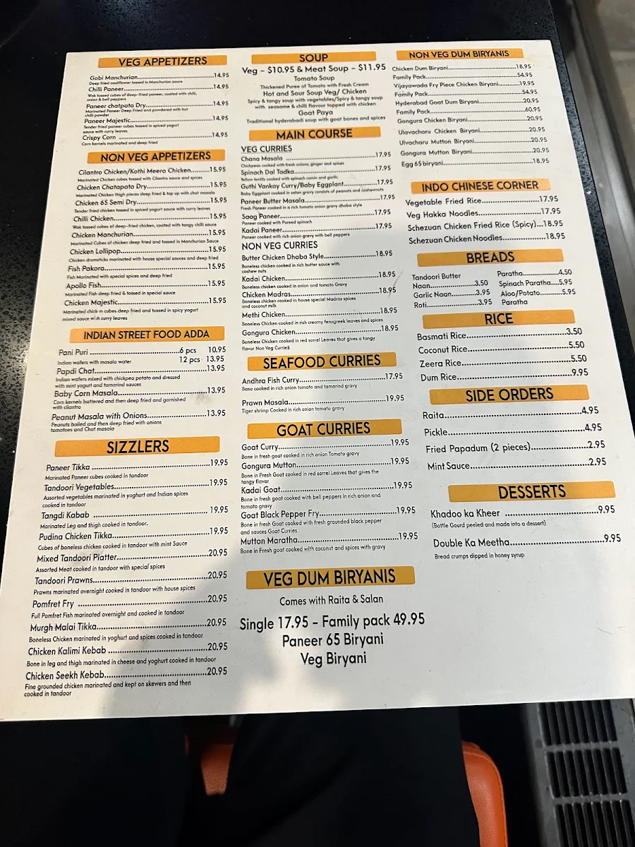 Menu, Bahubali Biryani House Downtown