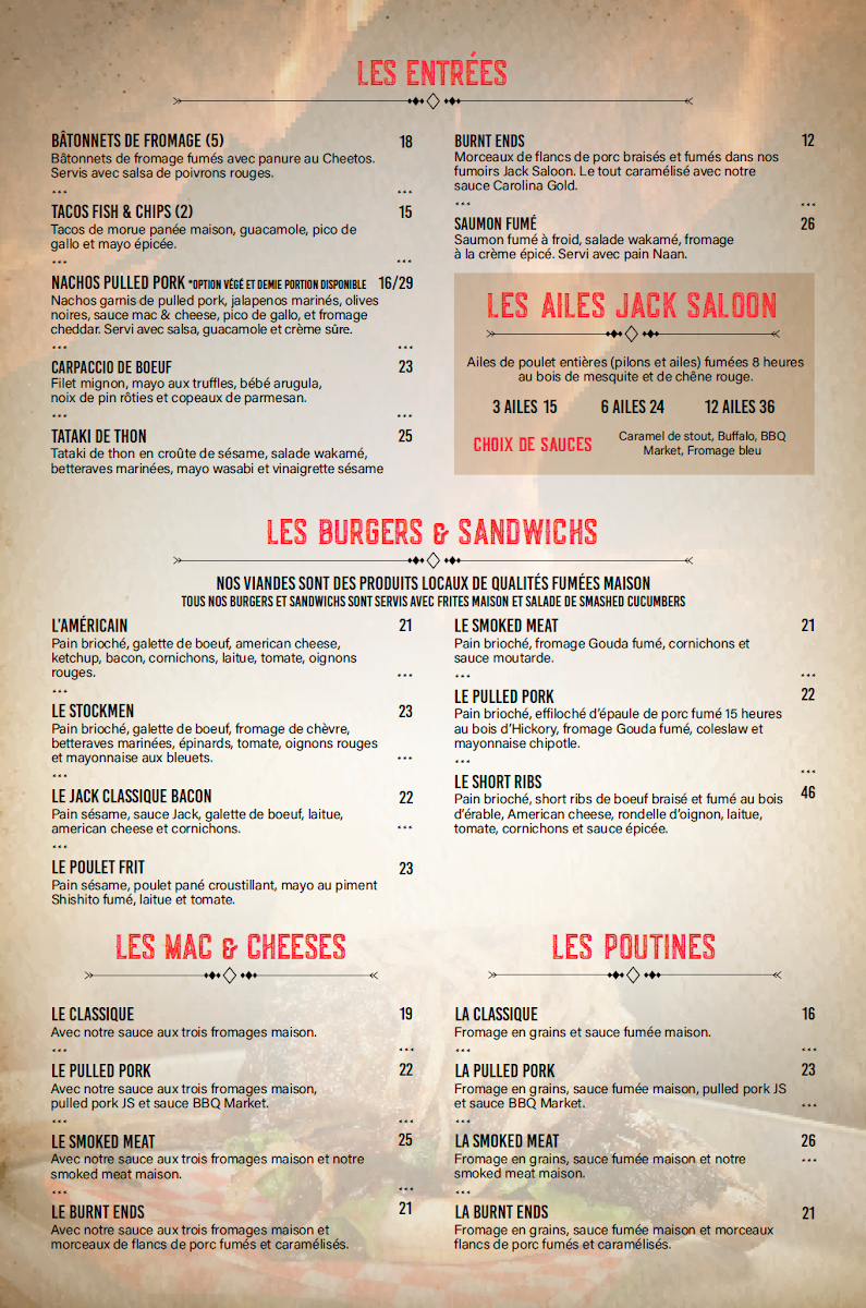 Menu, Jack Saloon Dix30