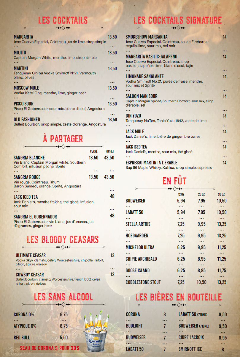 Menu, Jack Saloon Dix30