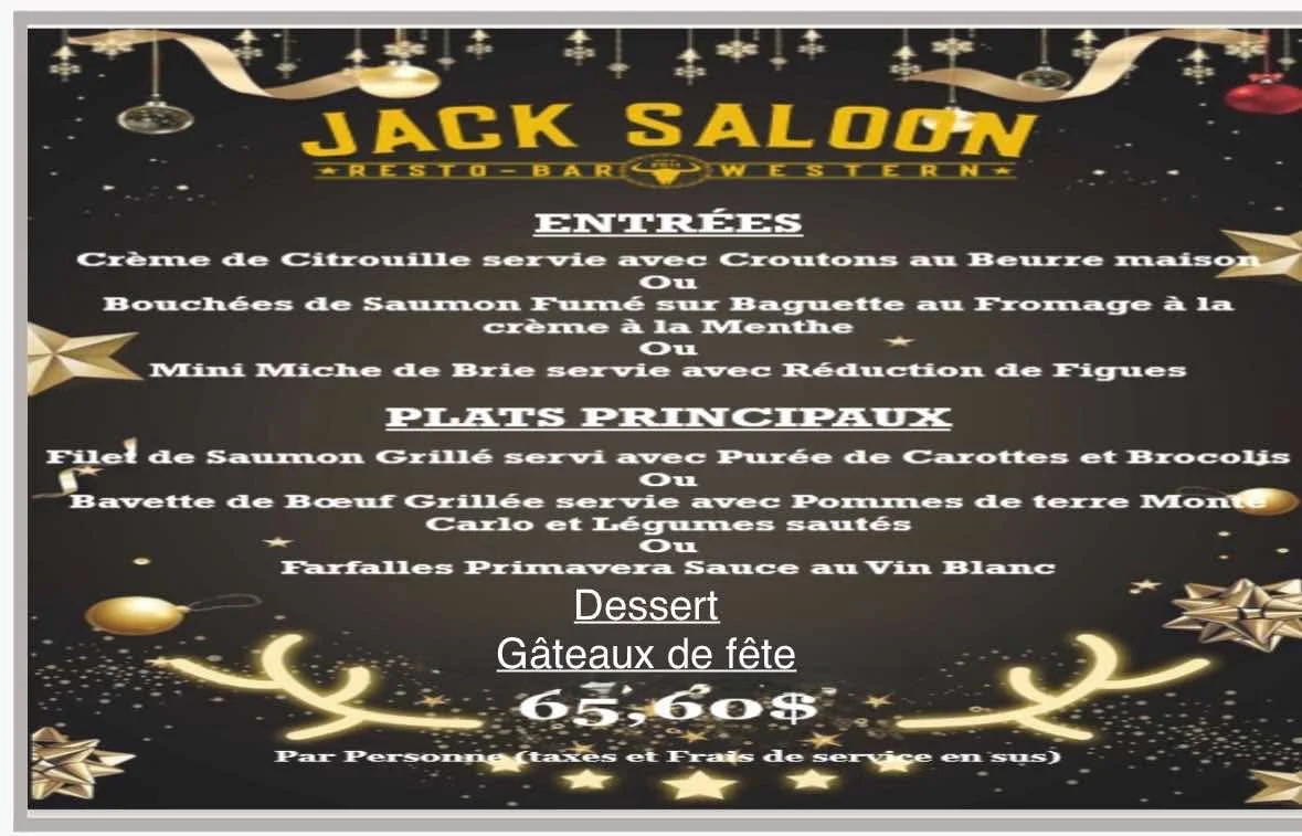 Menu, Jack Saloon Dix30