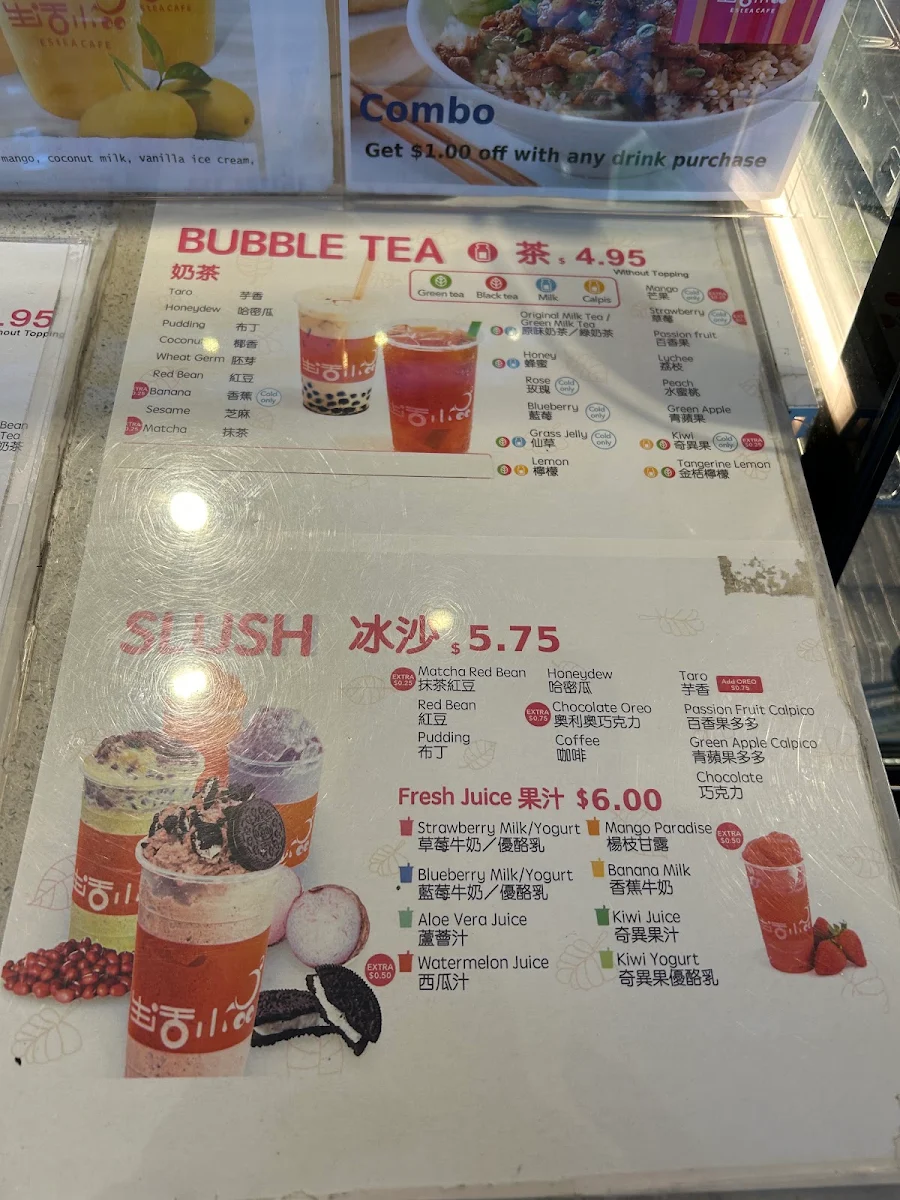 Menu, EStEA Cafe