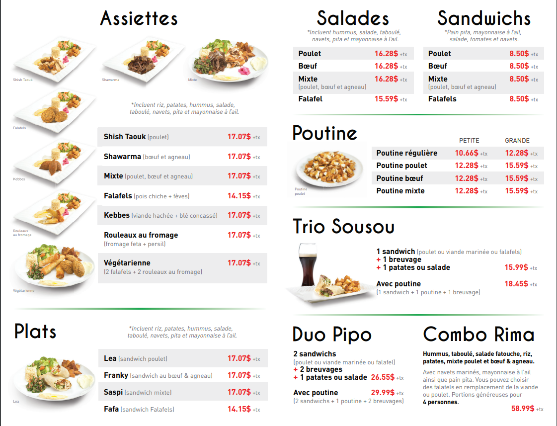 Menu, Rima & Lucia