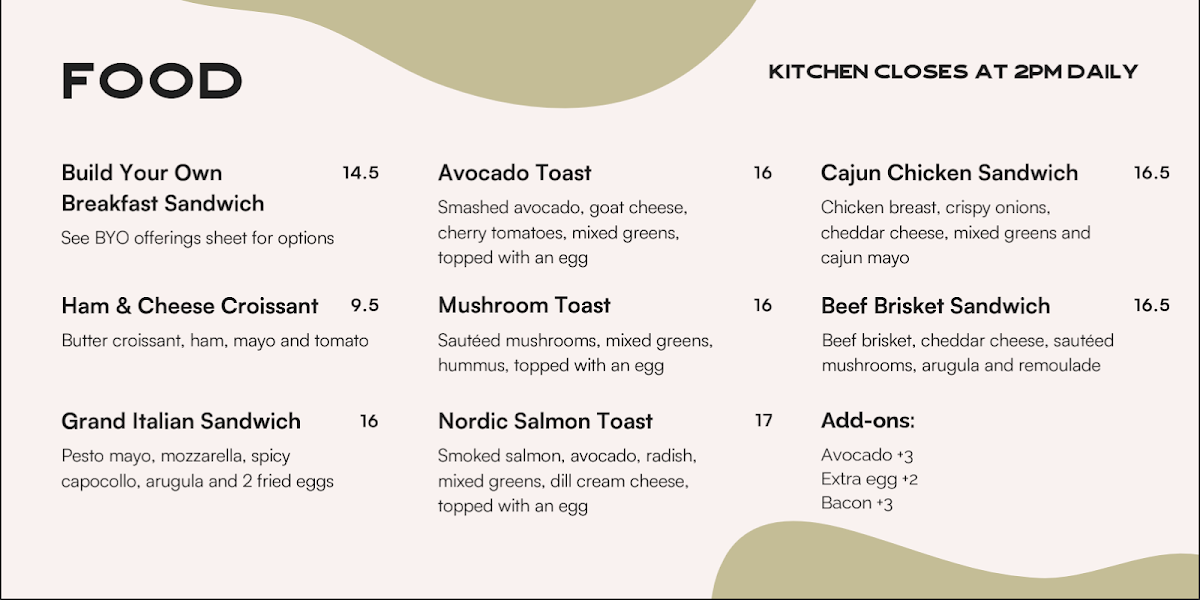 Menu, Pallet Coffee Roasters - Kingsway