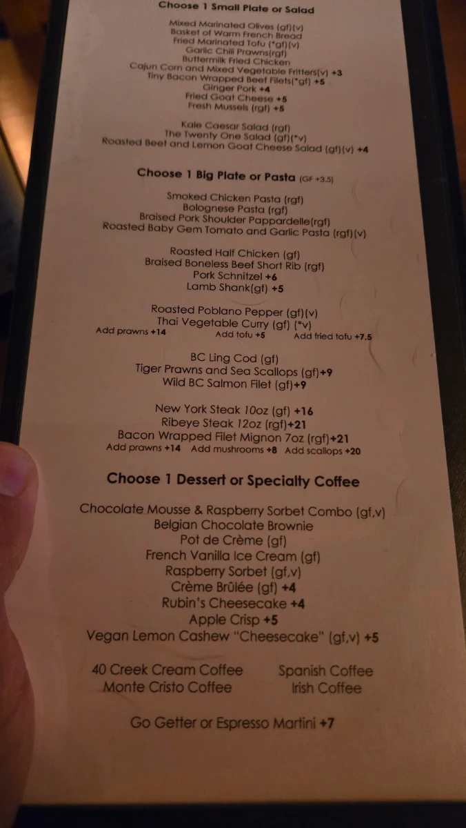 Menu, 21 Steps Kitchen + Bar