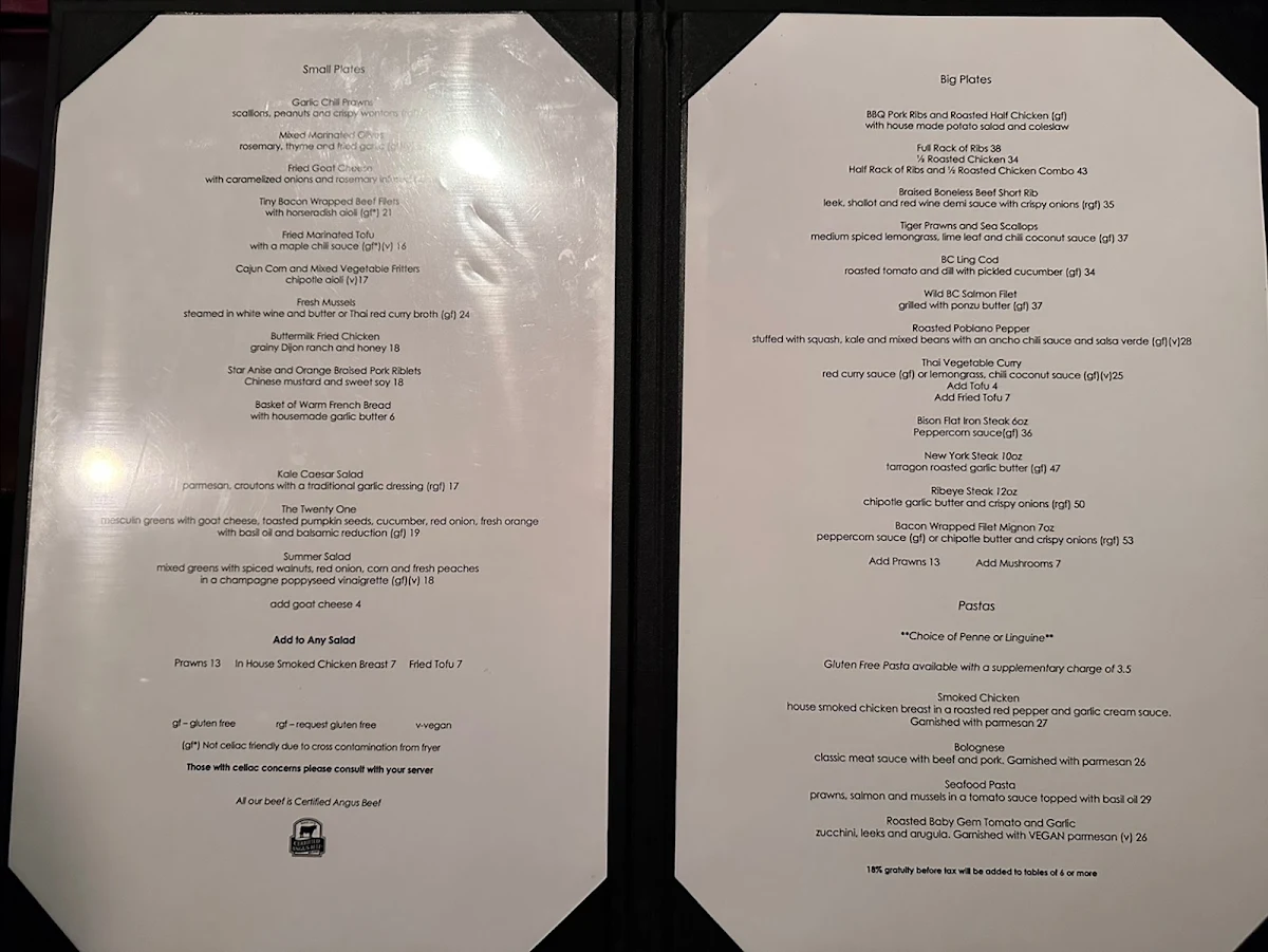 Menu, 21 Steps Kitchen + Bar