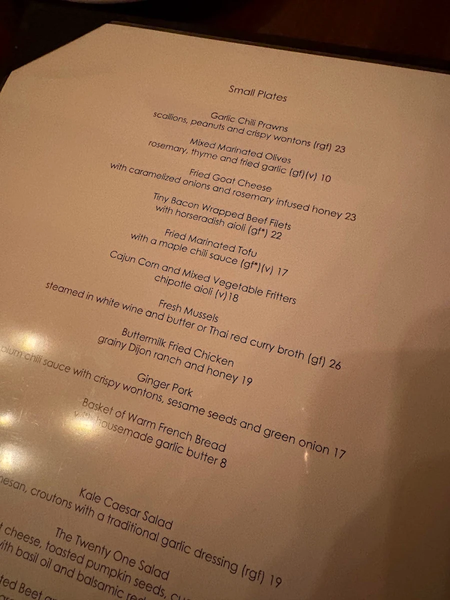 Menu, 21 Steps Kitchen + Bar
