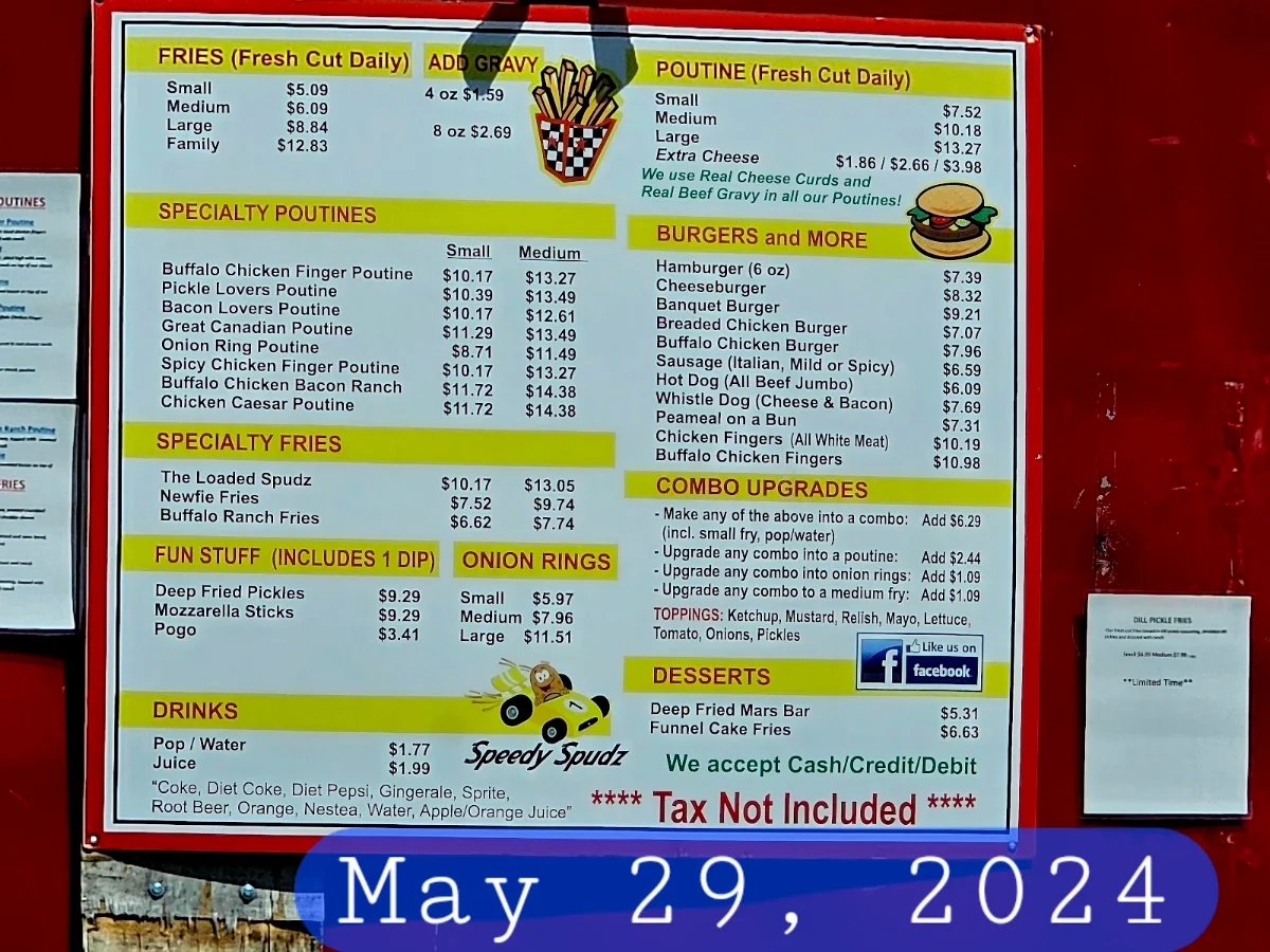 Menu, Speedy Spudz
