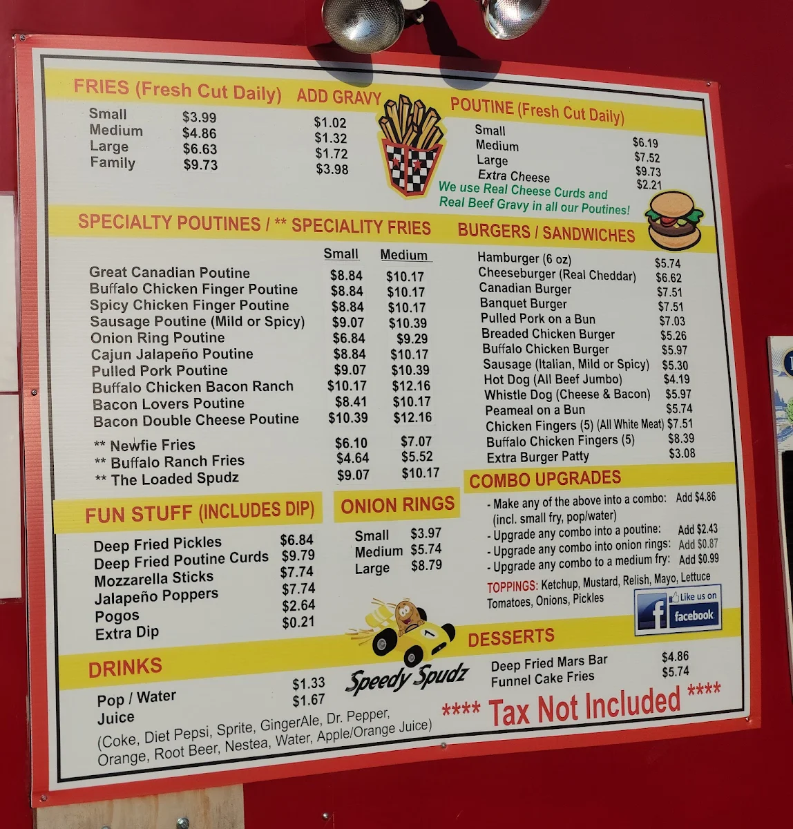 Menu, Speedy Spudz