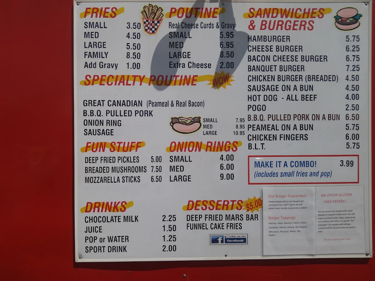 Menu, Speedy Spudz