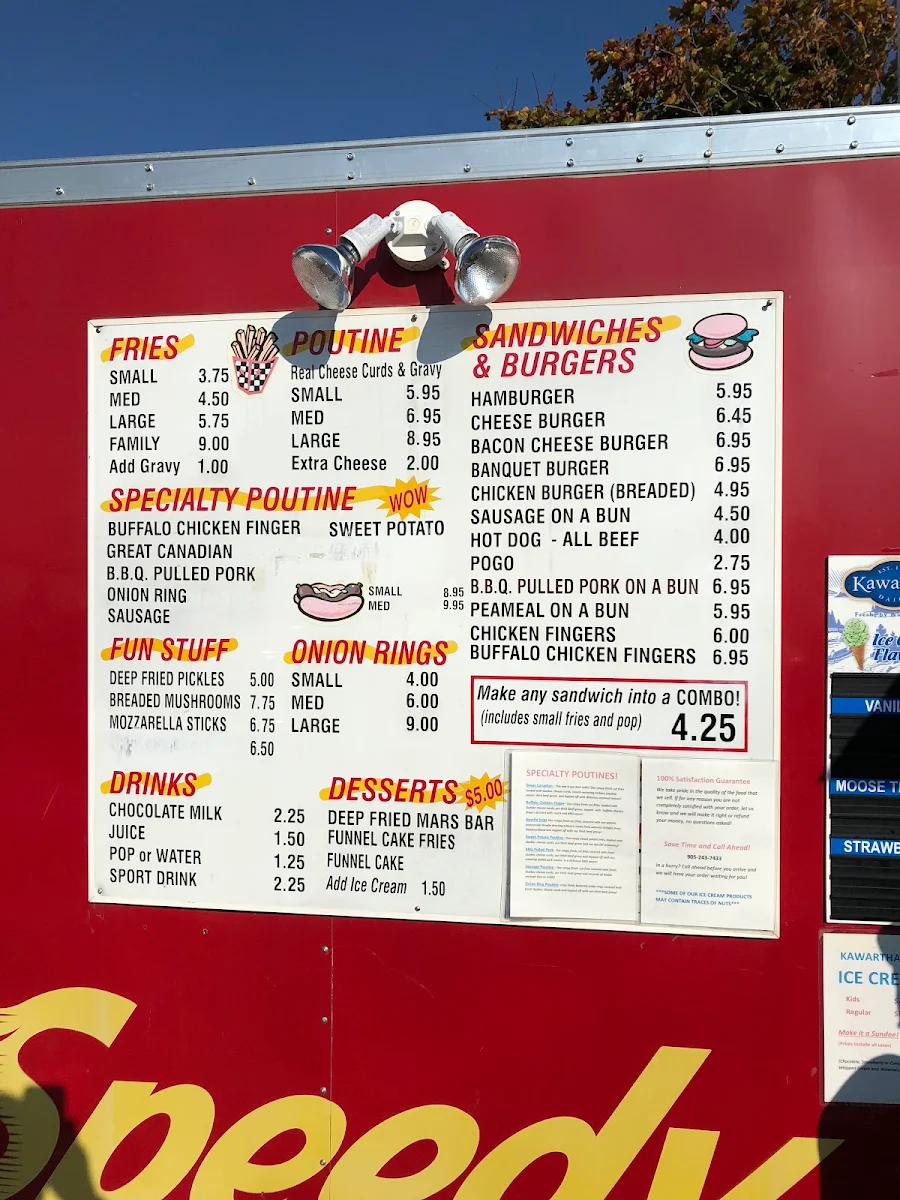 Menu, Speedy Spudz