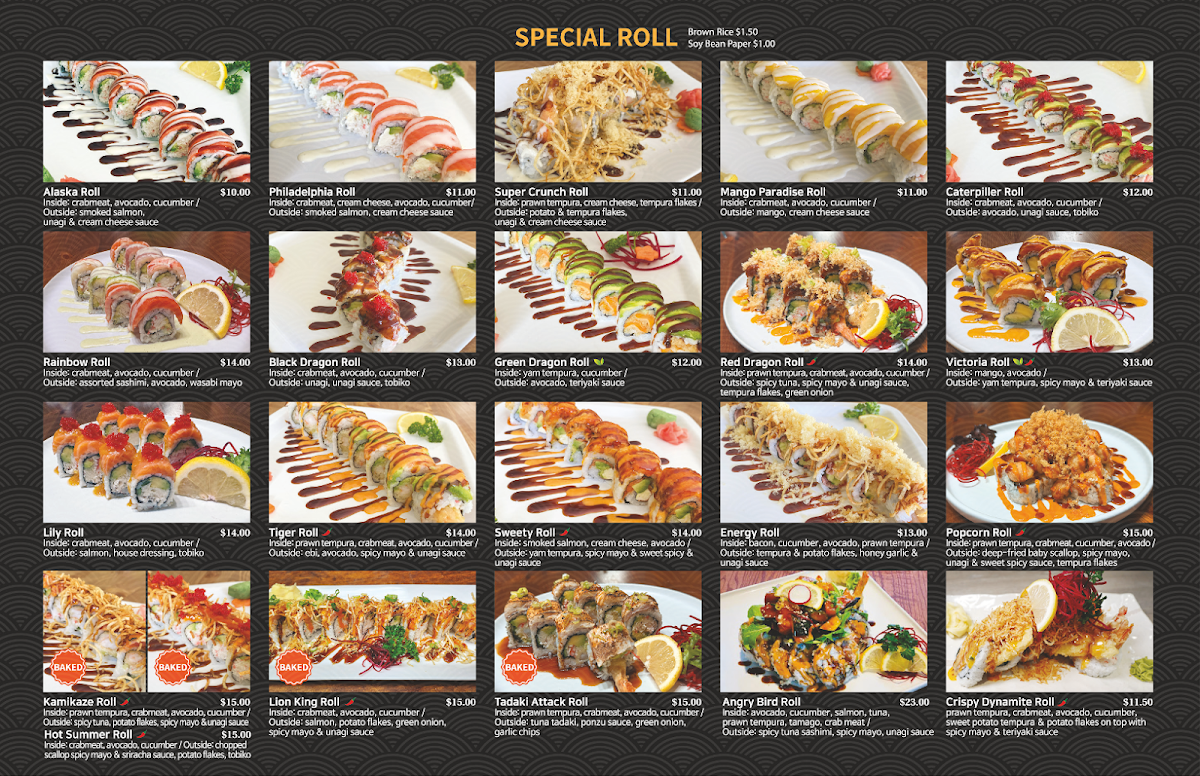 Menu, Akihana Sushi
