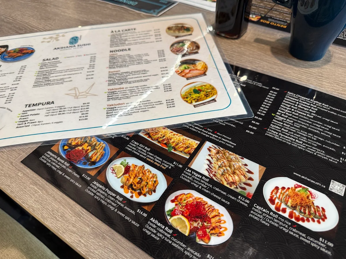 Menu, Akihana Sushi
