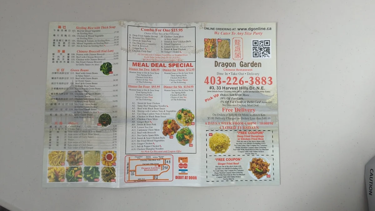 Menu, Dragon Garden Restaurant | Chinese