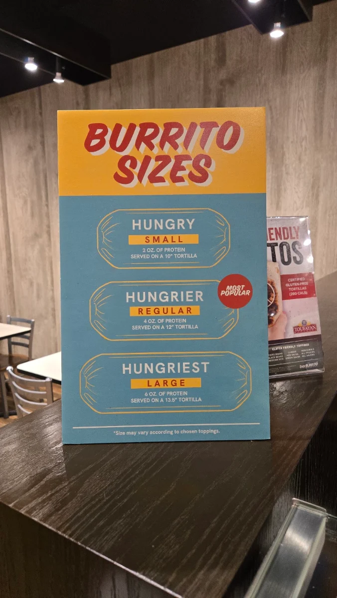 Menu, barBURRITO