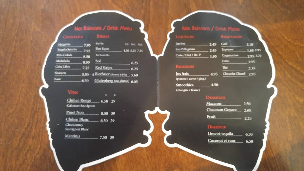 Menu, Café Cantina