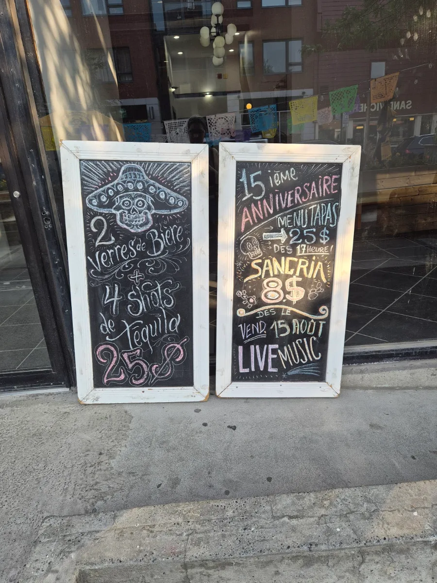 Menu, Café Cantina